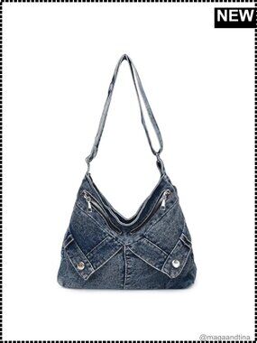 Denim Crossbody Bag Large Capacity Jean Purse Hobo Shoulder Bag
